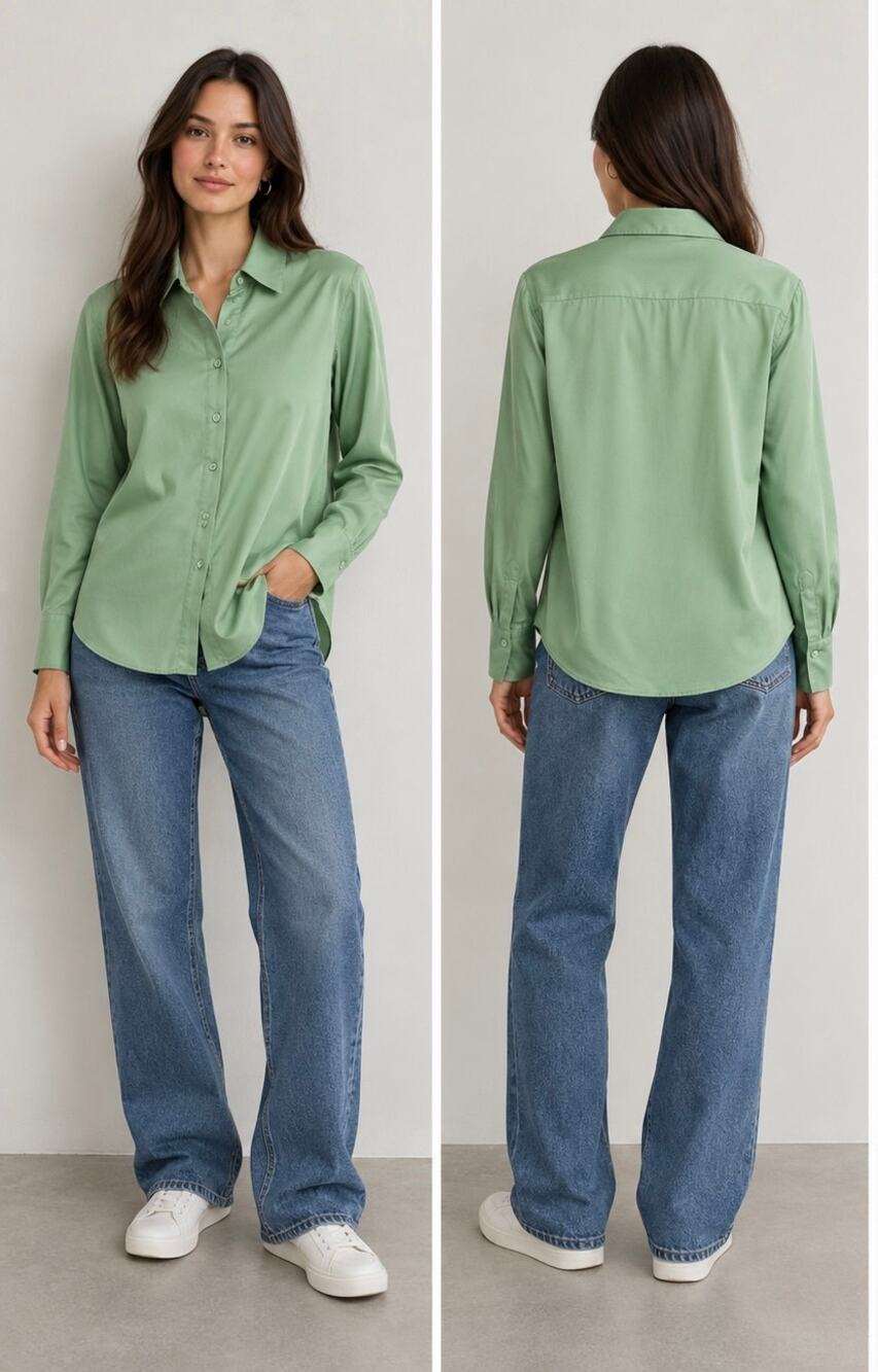 Cupcakes and Cashmere Sage Green Satin Button Up Blouse Women’s XS Long Sleeve